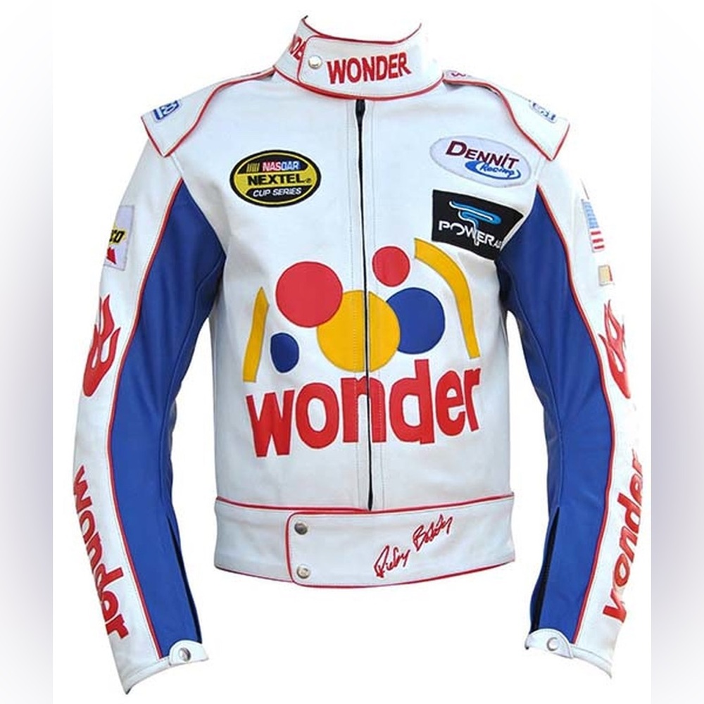 Mens Ricky Bobby Wonder Bread Racing Talladega Nights Faux Leather Jacket XL